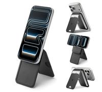 Spigen Slim Fold MagFit Porte Carte avec MagSafe, Support Réglable, Portefeuille Magnétique 1 Fente pour iPhone 17 17e 16 15 14 13 12 & Coques MagSafe, Pixelsnap pour Google Pixel 10 10a - Noir