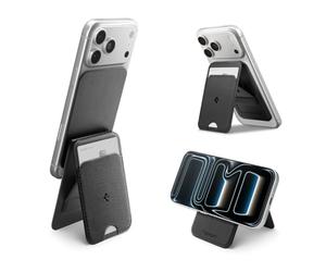 Spigen Slim Fold MagFit Porte Carte MagSafe avec Trépied | Support Réglable, Portefeuille Magnétique pour iPhone 18 Pro Max 17 17e 16 15 14 13 12 Pixel 11 & Coque MagSafe et Pixelsnap