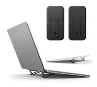 Spigen Slim Fold Support Ordinateur Portable Adhésif Réutilisable Lot de 2, Support PC Portable Léger et Stable [Design Pliable Fin] Ergonomique & Antidérapant, Compatible avec MacBook Pro/Air et Plus