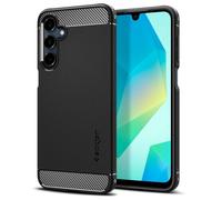 Spigen Rugged Armor Coque pour Samsung Galaxy A16/A16 5G - Noir Mat | Finition élégante en fibre de carbone et grip latéral, Technologie Spigen Air Cushion, Mousse de protection XRD