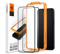 Spigen Protection d'écran GLAS.tR AlignMaster Verre trempé 9H couverture complète 2pcs Noir iPhone15
