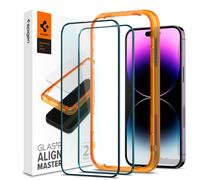 Spigen AlignMaster Verre Trempé Compatible avec iPhone 14 Pro, 2 Pièces, Couverture complète, Résistant aux Rayures, 9H Protection écran