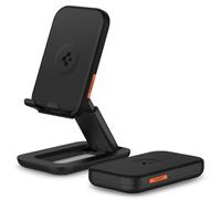 Spigen Support de Bureau Pliable & Réglable [Pochette Incluse] pour Téléphone Universel Compatible avec iPhone 17/17e/16/15/14/13 Pro Max Air Samsung S26 S25 Pixel 10A10 Nintendo Switch - Noir