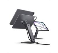 Spigen Support Tablette de Charge Magnétique sans Fil 18W, Station d'accueil Pogo Pin avec Support Réglable, Rotatif à 360° Compatible avec iPad Pro 11 Pouces M5 (2025) & M4 (2024) - Gris Sidéral