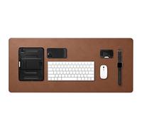 Spigen Tapis de Bureau, sous-Main en Cuir PU Végan, Tapis Souris XXL Imperméable avec Base en Gomme Antidérapante - Marron