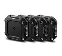 Spigen Tough Armor IP Fixation adhésive Étui AirTag Résistant à l’Eau Anti-Rayures Compatible avec AirTag 2 (2026) / AirTag (2021), Lot de 4 - Noir