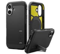 Spigen Tough Armor T MagFit Coque pour iPhone 17 - Noir | Coque tactile pour bouton de contrôle de l'appareil photo, compatible avec Magsafe, béquille, compatible avec le chargement