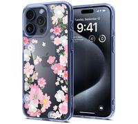Spigen Coque [Anti-Jaune et Antichoc] en Dos PC et Bumper TPU Ultra Hybrid pour iPhone 15 Pro - Floraison
