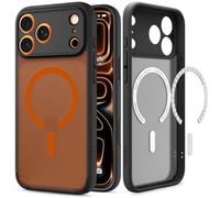 Spigen Ultra Hybrid MagFit Coque pour iPhone 18 Pro/iPhone 17 Pro | Frost Noir Orange, Compatible MagSafe, Technologie DuraClear, Anti-jaunissement et Collection Signature.
