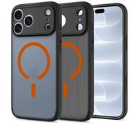 Spigen Ultra Hybrid MagFit Coque pour iPhone 18 Pro Max/iPhone 17 Pro Max | Frost Noir Orange, Compatible MagSafe, Technologie DuraClear, Anti-jaunissement et Collection Signature.