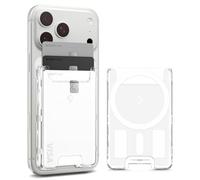 Spigen Ultra Hybrid MagFit Porte-Cartes pour MagSafe & Pixelsnap | Portefeuille transparent en PC avec design fin et accès rapide aux 3 cartes - Transparent