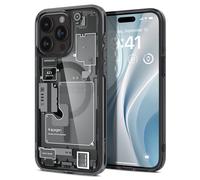 Spigen Coque Magnétique pour iPhone 15 Pro [Conception Schématique] en Dos PC et Bumper TPU Ultra Hybrid MagFit - Zero One