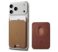 Spigen Valentinus MagFit Porte-Cartes pour MagSafe & Pixelsnap | Portefeuille premium en cuir vegan avec accès rapide aux 2 cartes et fixation magnétique sécurisée - Noir