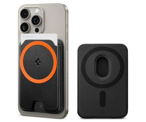 Spigen Valentinus MagFit+ Porte-Cartes pour MagSafe & Pixelsnap | Portefeuille premium en cuir vegan avec accès rapide aux cartes et compatibilité avec accessoires magnétiques - Noir