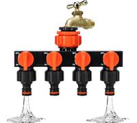 Spigot Répartiteur 4 voies pour robinet, adaptateur de valve de distribution | Raccord avec réglage indépendant pour arrosage, jardin, lavage de voiture