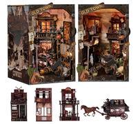 Spilay Book Nook - Sundown Crossing - Maison miniature DIY avec lumière LED et capot de protection contre la poussière - En bois - Pour se détendre et comme décoration - Cadeau créatif (Saint-Valentin