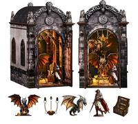 Spilay Kit de coin de livre pour adultes, maison de poupée miniature avec lumière LED, puzzle 3D en bois, décoration d'étagère créative et cadeau unique et amateurs de livres (labyrinthe au trésor des