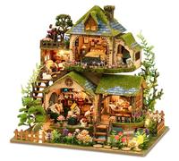 Spilay Kit de maison de poupée miniature, modèle de villa moderne avec boîte à musique, meilleur cadeau de Noël et d'anniversaire pour les amoureux, garçons et filles (aventures en forêt)