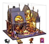 Spilay Kit de maison miniature à faire soi-même avec meubles en bois, boîte à musique, housse anti-poussière et LED, échelle 1:24, créative pour femme, petite amie, amoureuse (Luna's Maqic House)