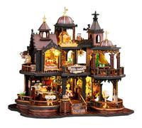 Spilay Kit de maison miniature à faire soi-même, maison de poupée château d'Édimbourg avec boîte à musique et housse anti-poussière, puzzle 3D en bois pour adultes, décoration créative d'étagère et