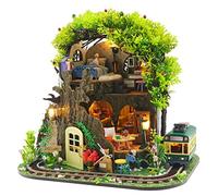 Spilay Kit de meubles miniature en bois à faire soi-même, fait à la main, mini mannequin rétro avec housse anti-poussière et boîte à musique, 1:24, cadeau créatif pour les amis adultes (M2232)