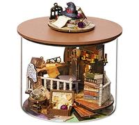 Spilay Kit de meubles miniatures en bois pour maison de poupée, modèle de maison de poupée fait à la main avec housse de poussière et LED, échelle 1:24, amoureux, cadeau d'anniversaire B32