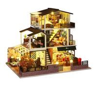 Spilay Kit maison de poupée miniature à faire soi-même avec meubles en bois, kit de maison de poupée avec couvercle anti-poussière, boîte à musique et LED, cadeau créatif à l'échelle 1:24 pour femme,