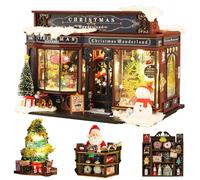 Spilay Maison de poupée miniature avec meubles, maison de poupée en bois faite à la main, mini kit de Noël fait à la main, échelle 1:24, idée cadeau créative pour adultes, amis amoureux (avec housse