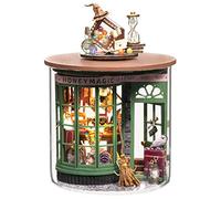 Spilay Maison de poupée miniature en bois à faire soi-même, mini maison de poupée faite à la main avec couvercle anti-poussière et LED, échelle 1:24, amoureux, cadeau d'anniversaire Magic Shop B48