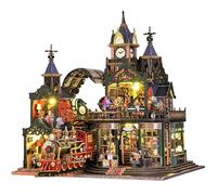 Spilay Maquette, Cité Ferroviaire Secrète Maison Miniature en Bois avec LED, Puzzle 3D Créative pour la Détente & la Décoration - Cadeau Unique pour Amoureux des Livres (Noël, Anniversaire)