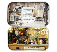 Spilay Q05 Kit de meubles en bois pour maison de poupée miniature fait à la main, mini boîte en fer, échelle 1:24, jouets créatifs pour les amoureux (dans un coin heureux)