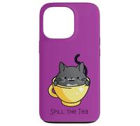 Spill The Tea Tasse à thé Motif Chat Mignon dans l'après-midi Coque pour iPhone 13 Pro