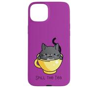 Spill The Tea Tasse à thé Motif Chat Mignon dans l'après-midi Coque pour iPhone 15 Plus