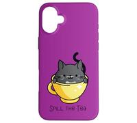 Spill The Tea Tasse à thé Motif Chat Mignon dans l'après-midi Coque pour iPhone 16 Plus