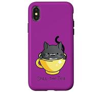 Spill The Tea Tasse à thé Motif Chat Mignon dans l'après-midi Coque pour iPhone X/XS