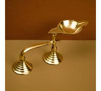 Spillbox Karpoor en laiton | Kapoor Diya Deepam Burner Karpuram Arati | Aarti | Arthi | Arti | Arathi | Aarathi | Support pour Dhoop Puja | Pooja Room - Diya simple face