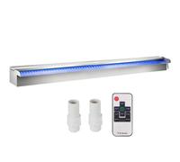Spiller pour cascade de piscine - Jeu d'eau en acier inoxydable avec bande LED, raccord de tuyau & télécommande - étang piscine fontaine - 90 x 11,5 x 8 cm - Résistant à la corrosion