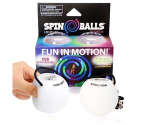 SPIN BALLS Bolas Lumineuses - USB Rechargeable avec 22 Modes et Motifs Lumineux Colorés - Balle de Jonglage Durable, Soft-Core LED Balles Jonglage avec Cordons Ajustables et Lanières Double Boucle