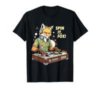 Spin, Fox! Groovy Animal DJ Tourne-Disque Musique T-Shirt