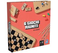 Spin Master Éditrice Jeux, Set de 6 Jeux de Société Classiques en Bois pour Toute la Famille. Dame Chinoise, Domino, Échecs et Dame, Shangai et Tour. Board Games pour 2-6 Joueurs