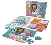 Gabby et la Maison Magique - Boîte 3 Puzzles Bois FSC Gabby Chat - Jeu de Société à Construire - Puzzle Enfant 24 Pièces Par Puzzle - Jouet Enfant 3 Ans Et +
