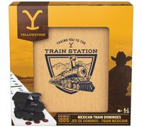 Spin Master Games Yellowstone Mexican Train Dominos Dominoes Classic Tile Board Game dans Wood Case for Family Game Night Dominos modernes pour l