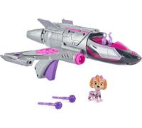 Spin Master Paw Patrol : The Mighty Movie, Skye's Deluxe Superhero Jet incl. Skye, véhicule jouet (argent/rose)