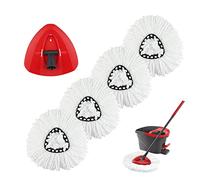 Spin MOP Garniture de Rechange tête et Base Compatible ocedar et vileda easywring 2-en-1 Turbo MOP Microfibre Tapis MOP pour Triangle Rotation MOP Lavable et réutilisable (Pack de 4)
