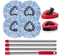 Spin Mop Lot de 4 têtes de Rechange pour Balai à Franges avec système de réservoir O Ceda et Viled EasyWring 2,4 têtes de Balai Bleues,1 Brosse,1 Jeu de poignée et 1 Base
