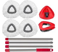 Spin Mop Lot de 4 têtes de Rechange pour Balai à Franges O Ceda et Viled EasyWring 1 Tank System,4 têtes de Balai à Franges Blanches,1 Brosse,1 Jeu de poignée et 1 Base