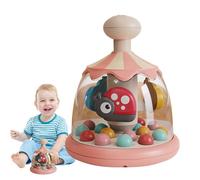 Spin Push Toy - Carrousel coloré rotatif de 7,7 x 6,1 x 6,1 pouces - Jeu musical interactif - Activité sonore éducative pour les tout-petits en âge préscolaire de 2 à 4 ans, à la maison
