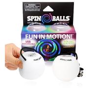 Spinballs Bolas Lumineuses - USB Rechargeable avec 22 Modes et Motifs Lumineux Colorés - Balle de Jonglage Durable, Soft-Core LED Balles Jonglage avec Cordons Ajustables et Lanières Double Boucle
