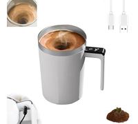 SpinBrew Mug, Automatic Stirring Magnetic Coffee Cup with Temp Display, No Spoon Needed & Anti-Scald Design，Ideal for Travel Commutes, Camping Trips & Late-Night Hot Drinks (White)
