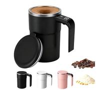 Spinbrew Mug,Self-Stirring Magnetic Coffee Cup with Temp Display,Leak-Proof Lid, Non-Slip Base Rechargeable Stainless Steel Coffee, Soy Milk And Milk Powder Mixing Cup (Black)